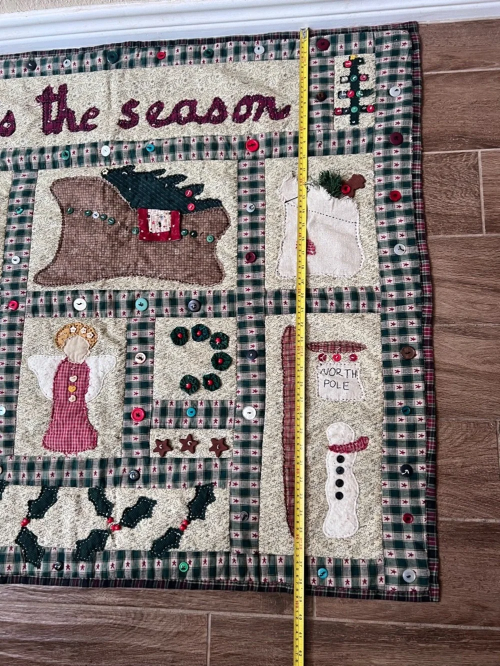 Vtg Handmade Sampler Xmas Quilt 39